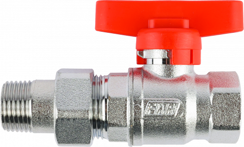 Кран шаровой FAR 1/2", ВР-"американка", красн. бабочка, хром